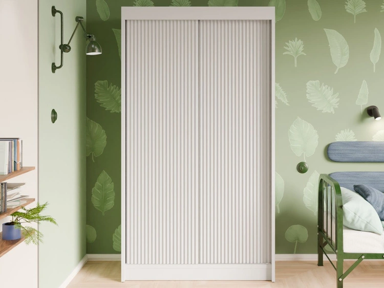 Schiebetürenschrank mit geriffelter Front 120 cm Fano Weiß