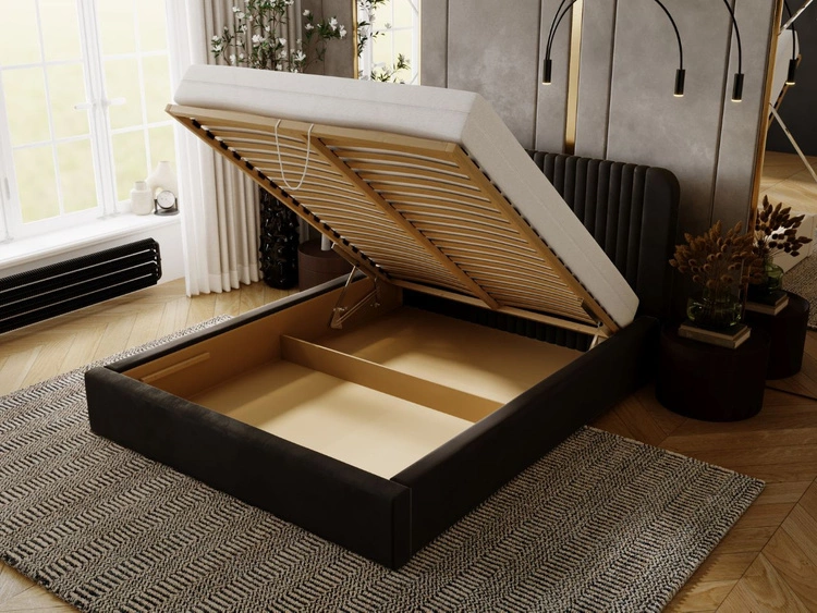 Polsterbett mit Bettkasten und Lattenrost 200x200 Malmo Braun