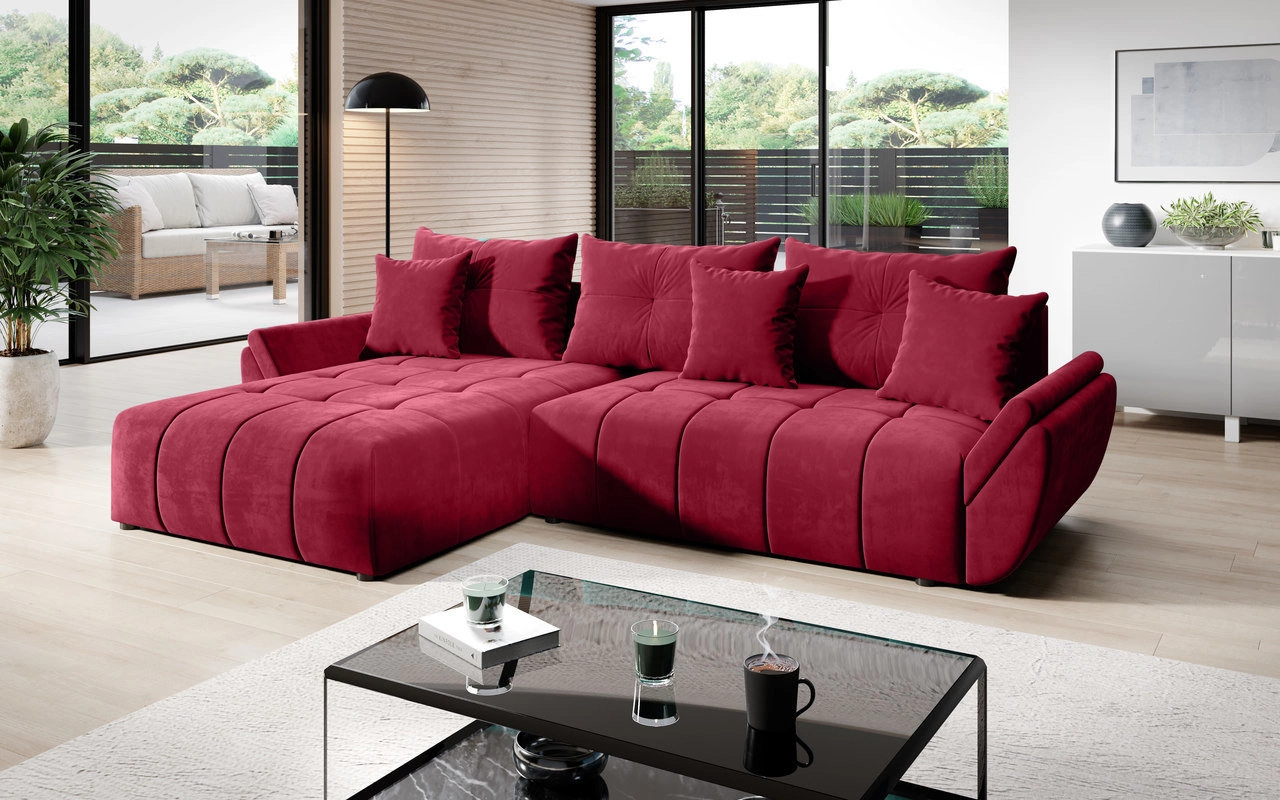 Eckcouch Schlafsofa L Decor - Rot