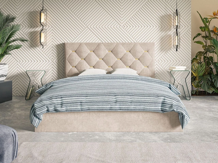 Polsterbett mit Bettkasten und Lattenrost 180x200 Salento Beige