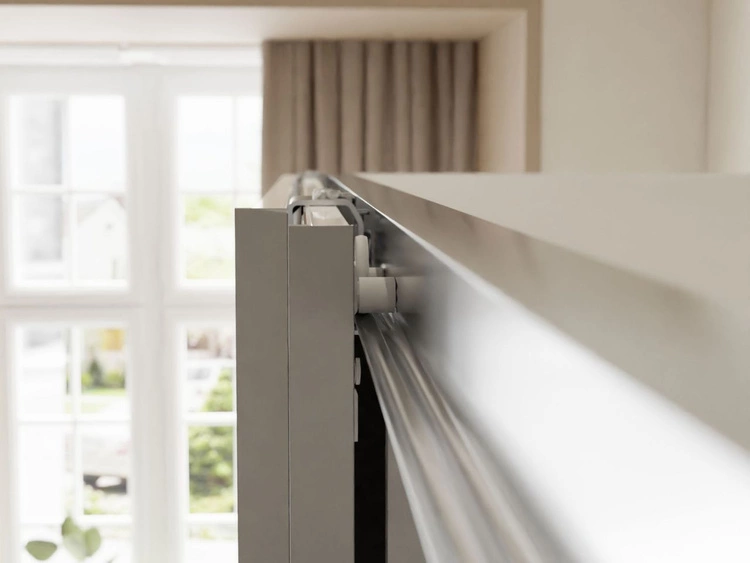 Schwebetürenschrank Zweitüriger 244 cm Nuveo Weiß Hochglanz