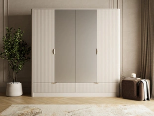 Kleiderschrank mit Spiegel Latina Beige