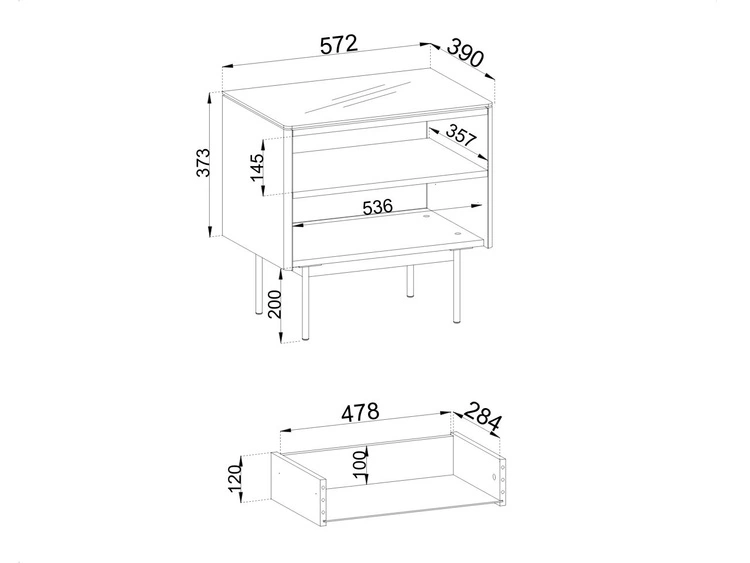 Nachtschrank mit Schublade und Led Auroé Kaschmir