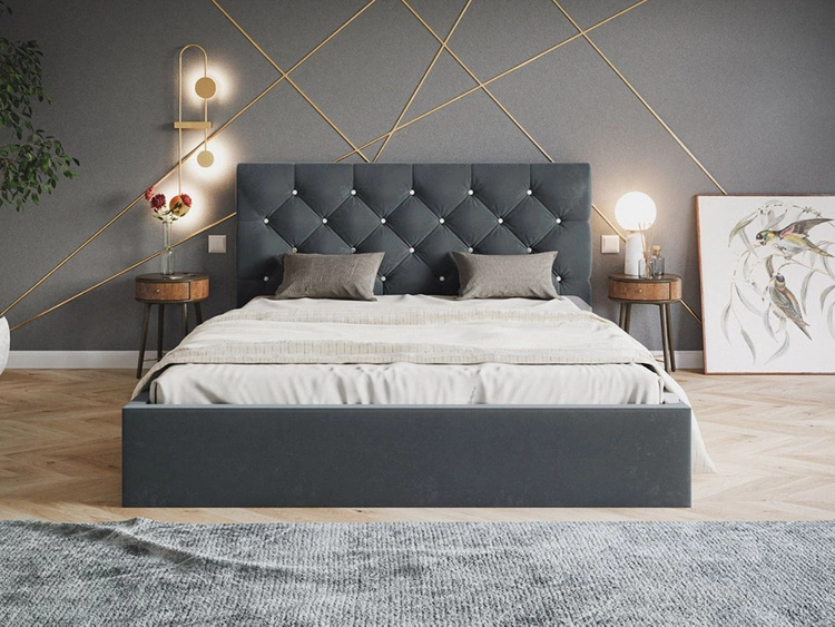 Polsterbett mit Bettkasten und Lattenrost 120x200 Selva Dunkelgrau