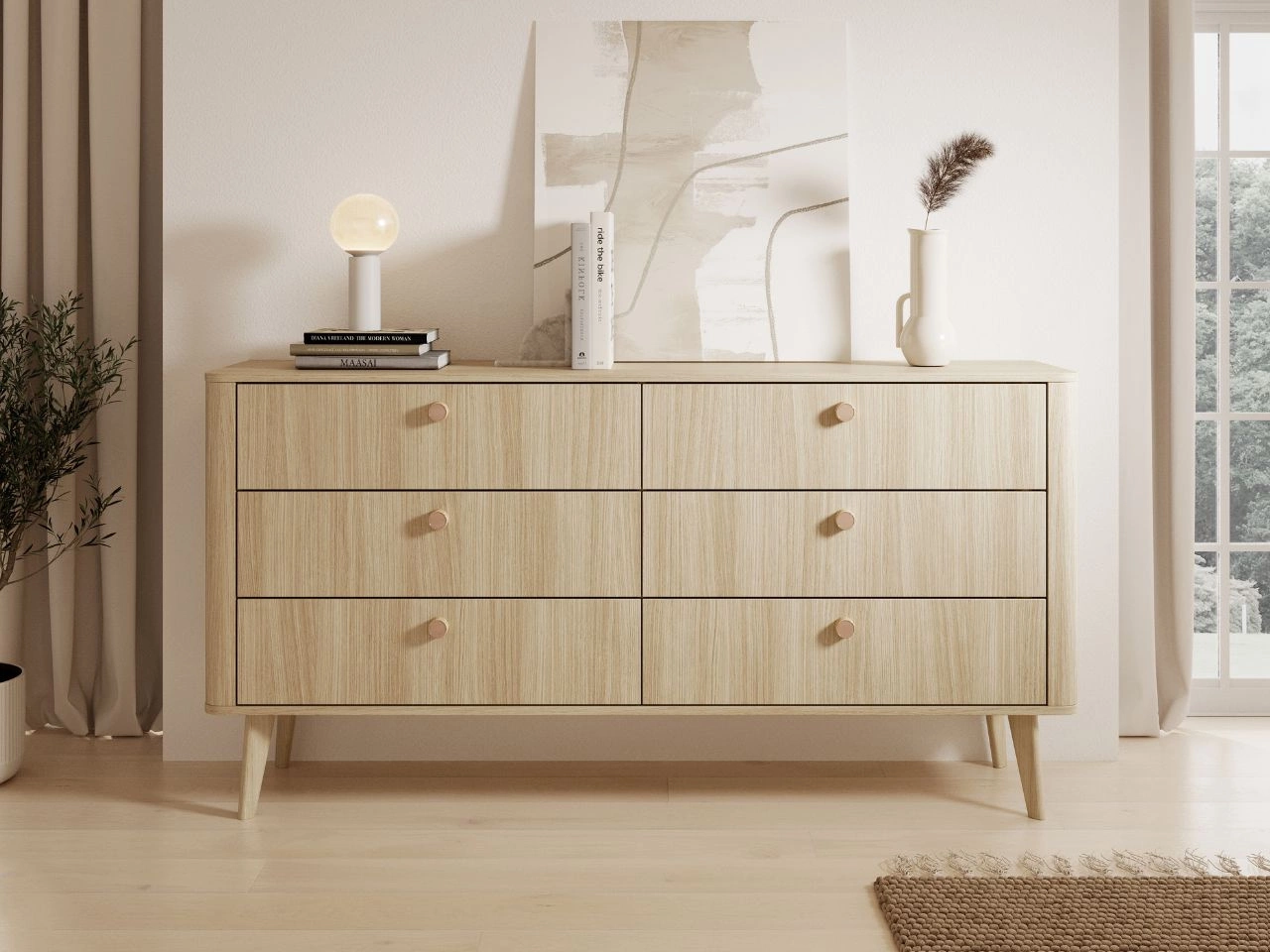 Hochkommode mit sechs Schubladen Magico Eiche Dunin