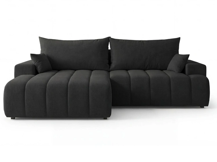 Ecksofa L-Form Links mit Schlaffunktion und Bettkasten Caleo Schwarz