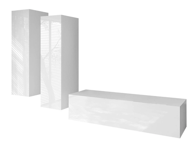 Hängende Wohnwand für das Wohnzimmer Nodoo Weiß Hochglanz