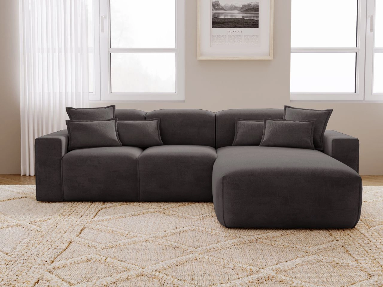 Ecksofa L-Form Rechts Moderne Ecksofa Leni Schwarz