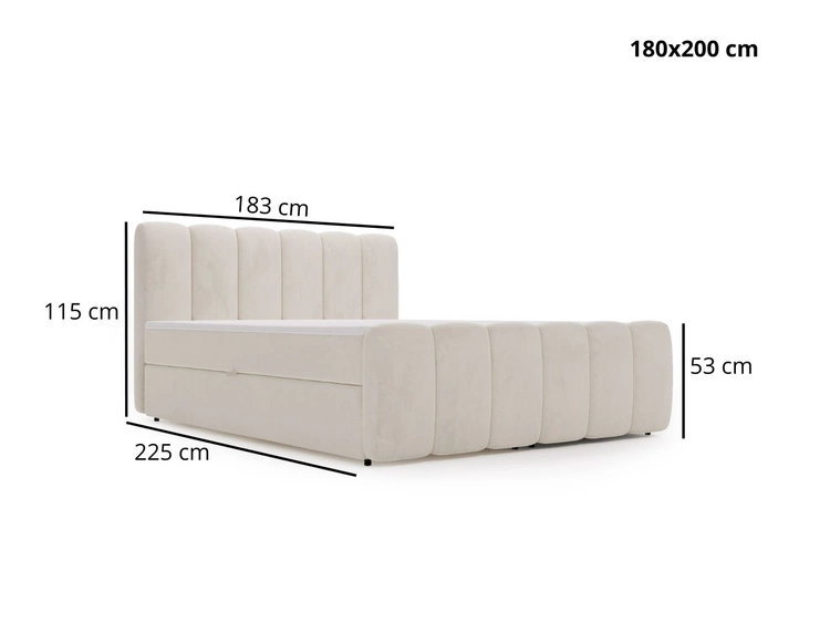 Boxspringbett mit Bettkasten 180x200 Cloud Beige
