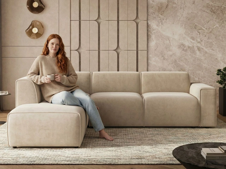 Ecksofa L-Form Links Eluno Beige