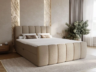 Boxspringbett mit Bettkasten 160x200 Bouclé-Stoff Cloud Braun