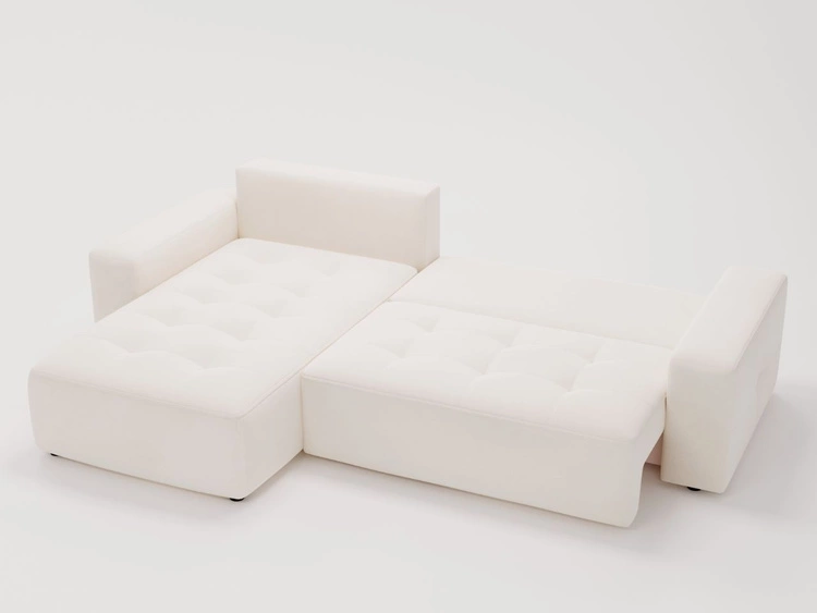 Ecksofa L-Form mit Links Schlaffunktion und Bettkasten Portland Creme