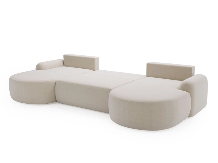 Wohnlandschaft mit Schlaffunktion und Bettkasten Aurio Weiß