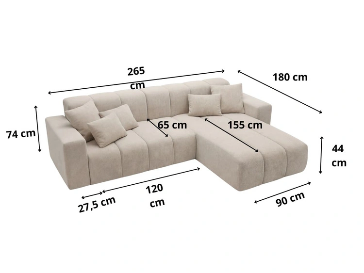 Ecksofa L-Form Links Nork Creme