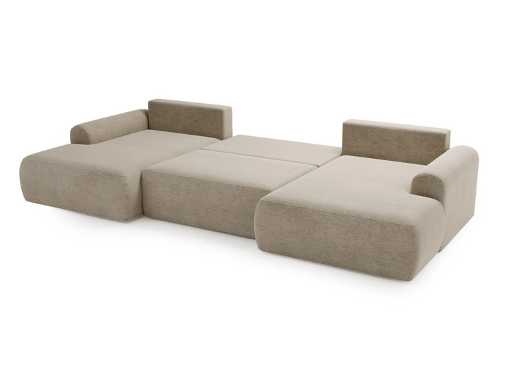 Wohnlandschaft mit Schlaffunktion und Bettkasten Savana Beige