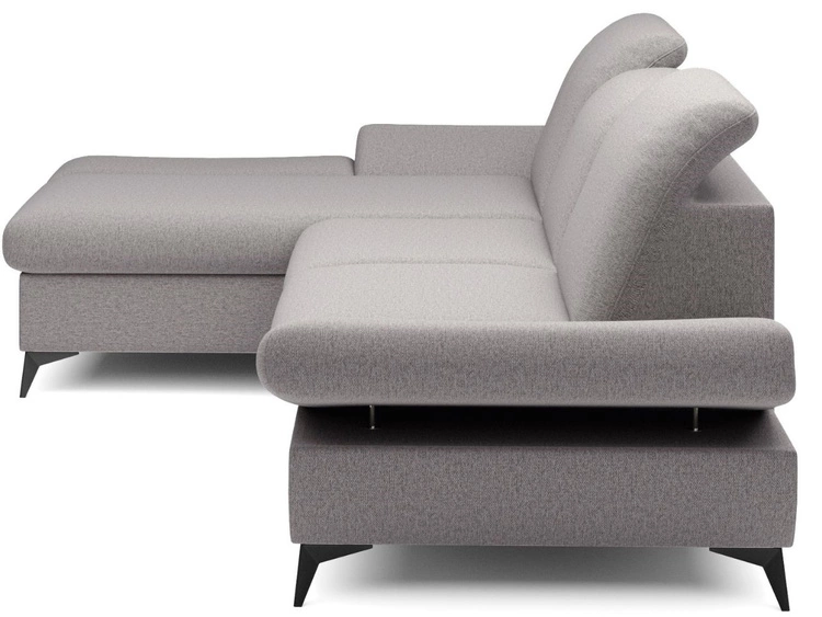 Ecksofa L-Form Links mit Schlaffunktion und Bettkasten Hannover Grau