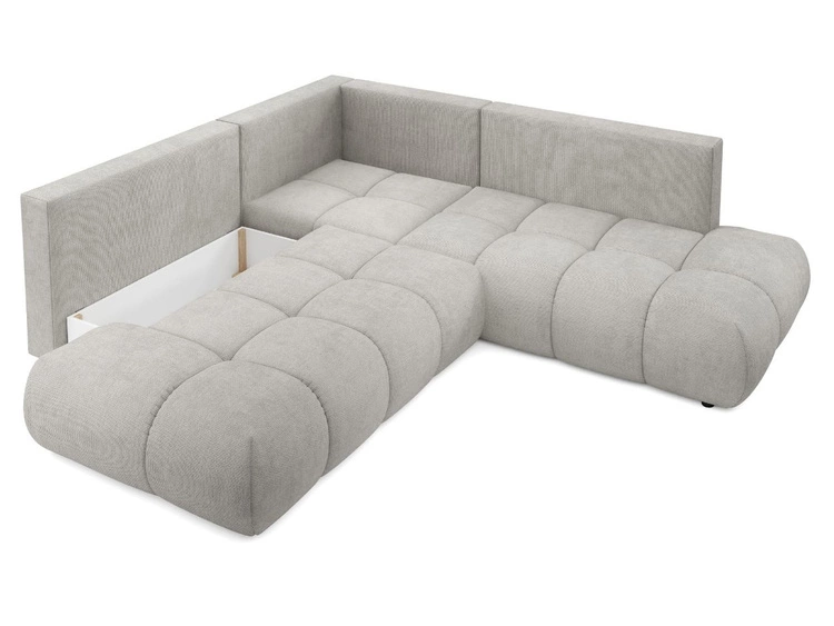 Ecksofa mit Schlaffunktion und Bettkasten Links Kair Hellgrau