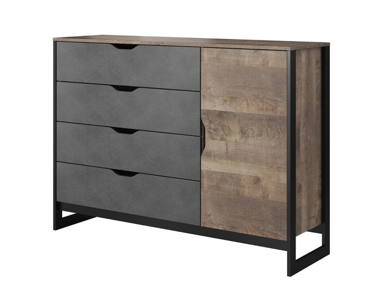 Stilvolles Denis-Schlafzimmerset Dunkelbraun, Schwarz