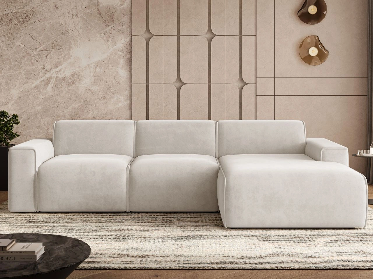 Ecksofa L-Form Rechts Lavia Hellbeige