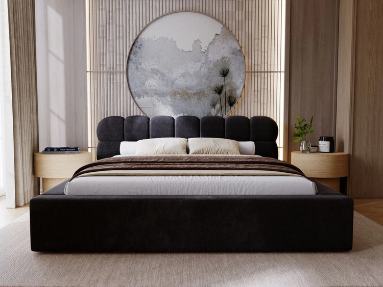 Polsterbett mit Bettkasten und Lattenrost 120x200 Plaza Schwarz