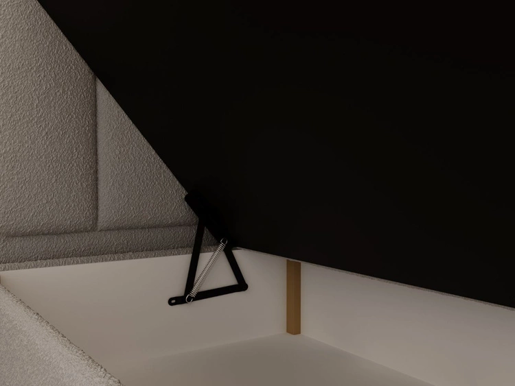 Boxspringbett mit Bettkasten 140x200 Bouclé-Stoff Cloud Grau