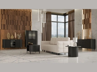 Wohnzimmerset Soria Schwarz mat