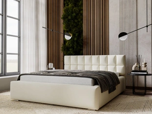 Polsterbett mit Bettkasten und Lattenrost 200x200 Hugo Beige