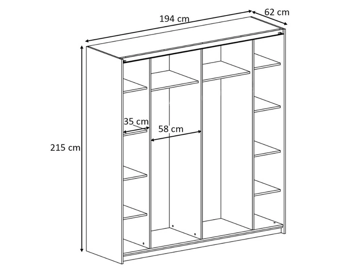 Schwebetürenschrank Zweitüriger 194 cm Noaé Schwarz Hochglanz