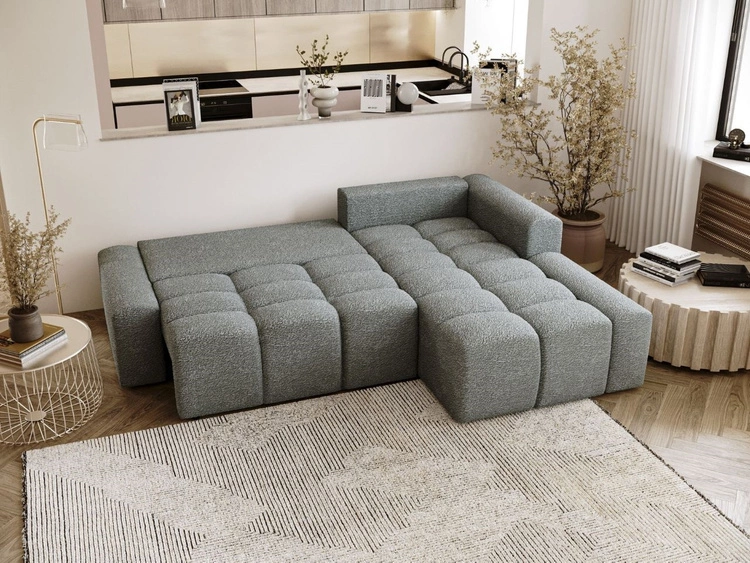 Ecksofa L-Form Rechts mit Schlaffunktion und Bettkasten Lana Grau