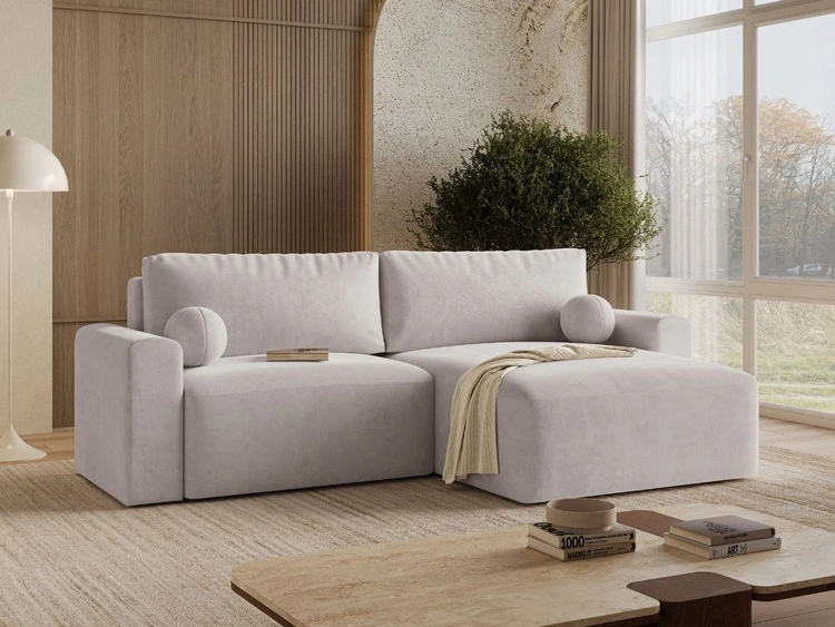 Ecksofa L-Form mit Schlaffunktion und Bettkasten Aurora Grau