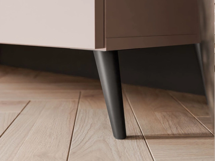 TV-Lowboard mit Türen und LED-Beleuchtung auf Schwarzen Metallbeinen 100 cm Noaé Kaschmir