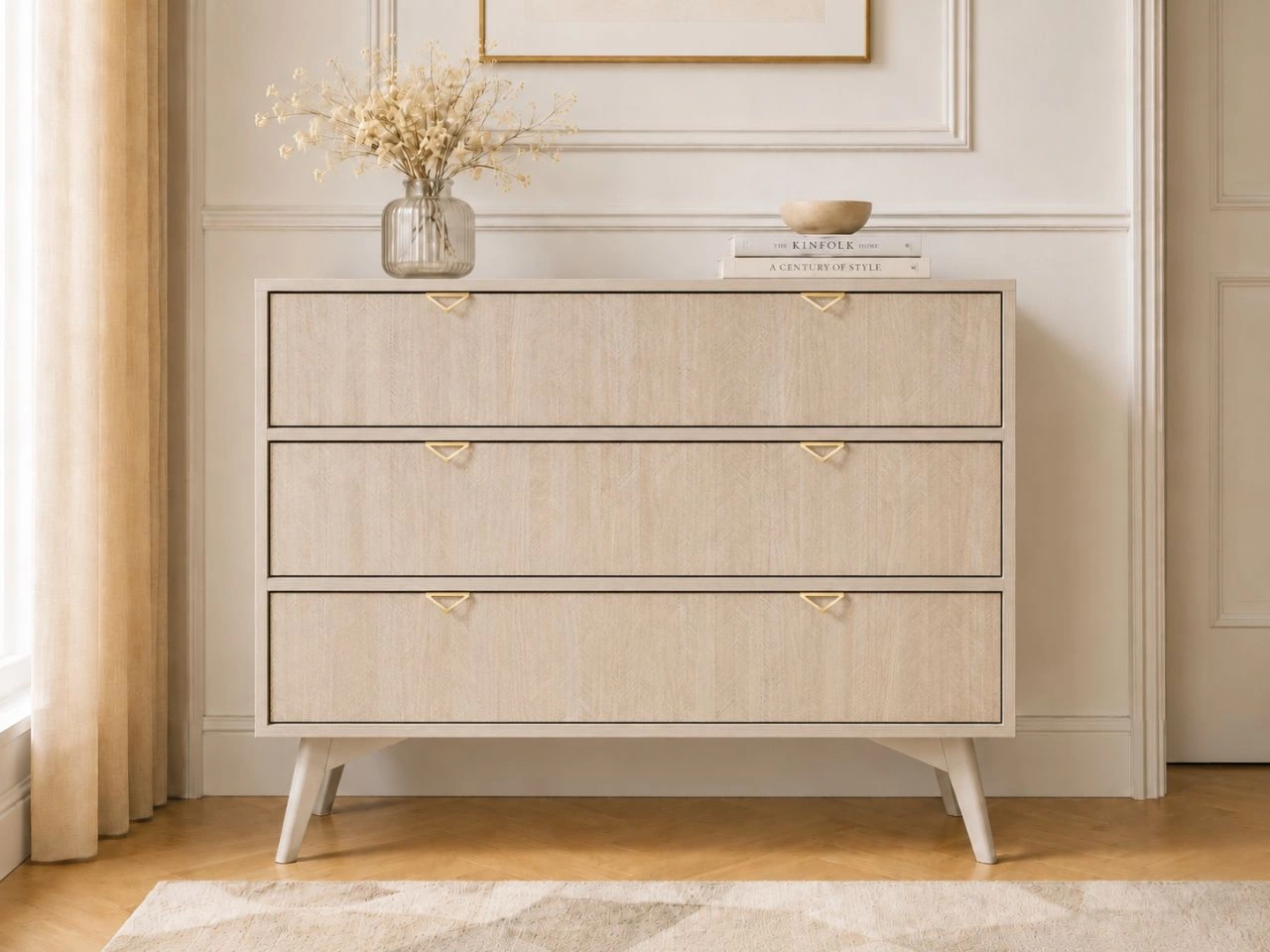 Kommode mit drei Schubladen Modena Beige (14215)