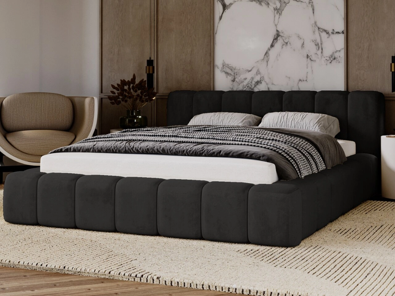 Polsterbett mit Bettkasten und Lattenrost 120x200 Ibiza Schwarz