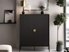 Hohe Kommode, zweitürig, mit goldfarbenen Griffen, Orlean schwarz matt