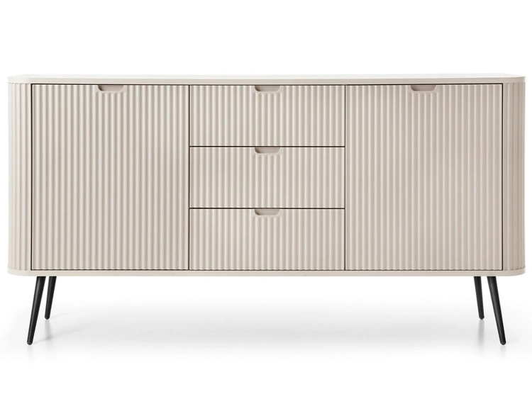 Kommode mit Türen und Schubladen Viva Beige auf Schwarzen Beinen