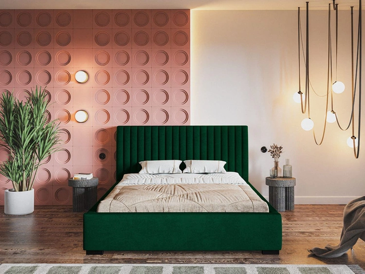 Polsterbett mit Bettkasten und Lattenrost 140x200 Toscania Grün