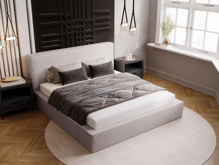 Polsterbett mit Bettkasten und Lattenrost 120x200 Monaco Hellgrau
