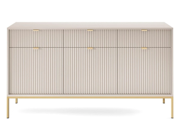Kommode mit Türen und Schubladen Amber Kaschmir auf goldenen Beinen