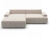 Ecksofa L-Form mit Schlaffunktion und Bettkasten Tulio Links Beige