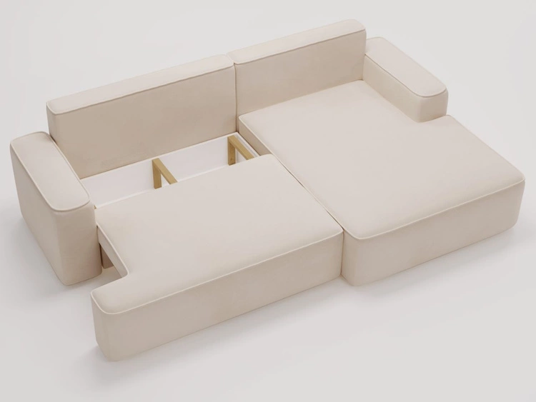 Ecksofa L-Form Rechts mit Schlaffunktion und Bettkasten California Beige