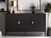 Kommode dreitürig breit mit Goldgriffen Orlean Schwarz Matt