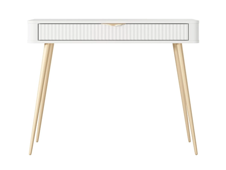 Schminktisch mit Goldenen Metallbeinen Latina Weiß