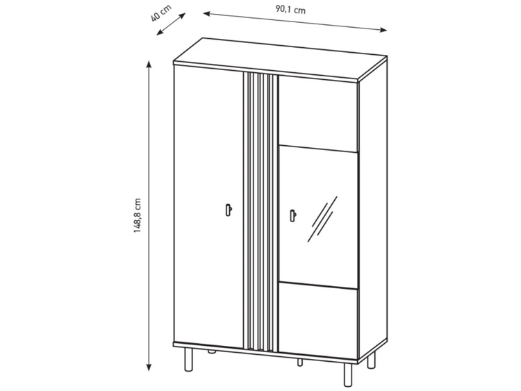 Vitrinenschrank Malone Artisan Eiche, Schwarz