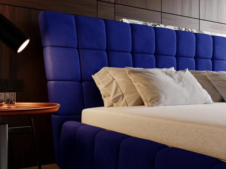 Polsterbett mit Bettkasten und Lattenrost 160x200 Paris Dunkelblau