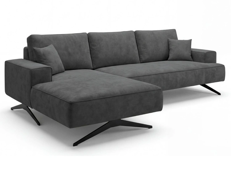 Ecksofa L-Form auf Metallbeinen Leto Links Anthrazit