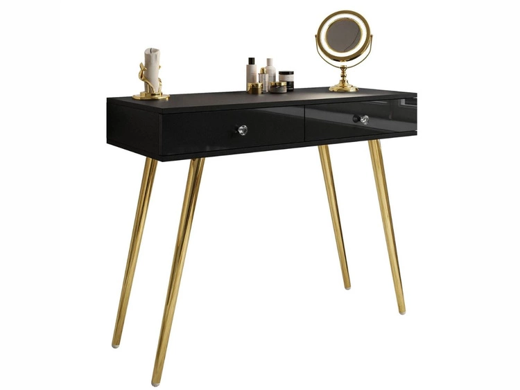 Konsolentisch mit Schubladen und Kristallgriffen Olivine Schwarz Hochglanz