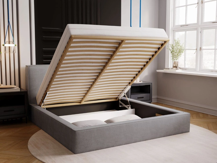 Polsterbett mit Bettkasten und Lattenrost 160x200 Monaco Grau