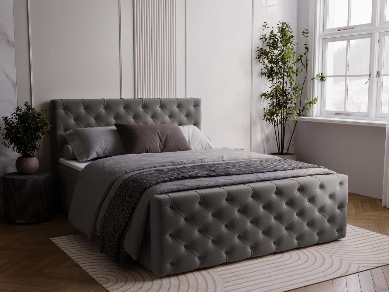 Boxspringbett mit Bettkasten 120x200 Montego Anthrazit