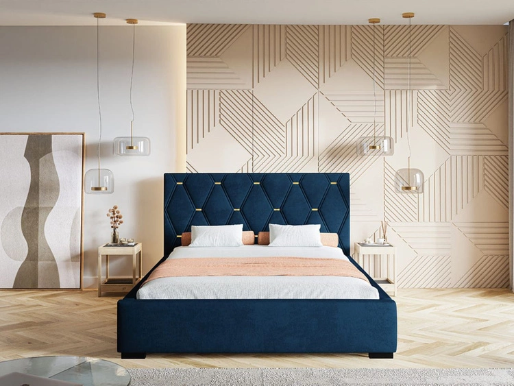 Polsterbett mit Bettkasten und Lattenrost 120x200 Tasso Dunkelblau