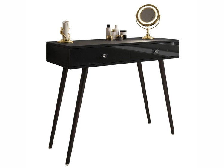 Konsolentisch mit Schubladen und Kristallgriffen Olivine Schwarz Hochglanz